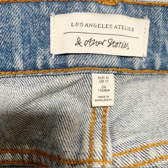 Los Angeles Atelier & Other Stories Raw Edge Denim Mini Skirt - Picture 5 of 9